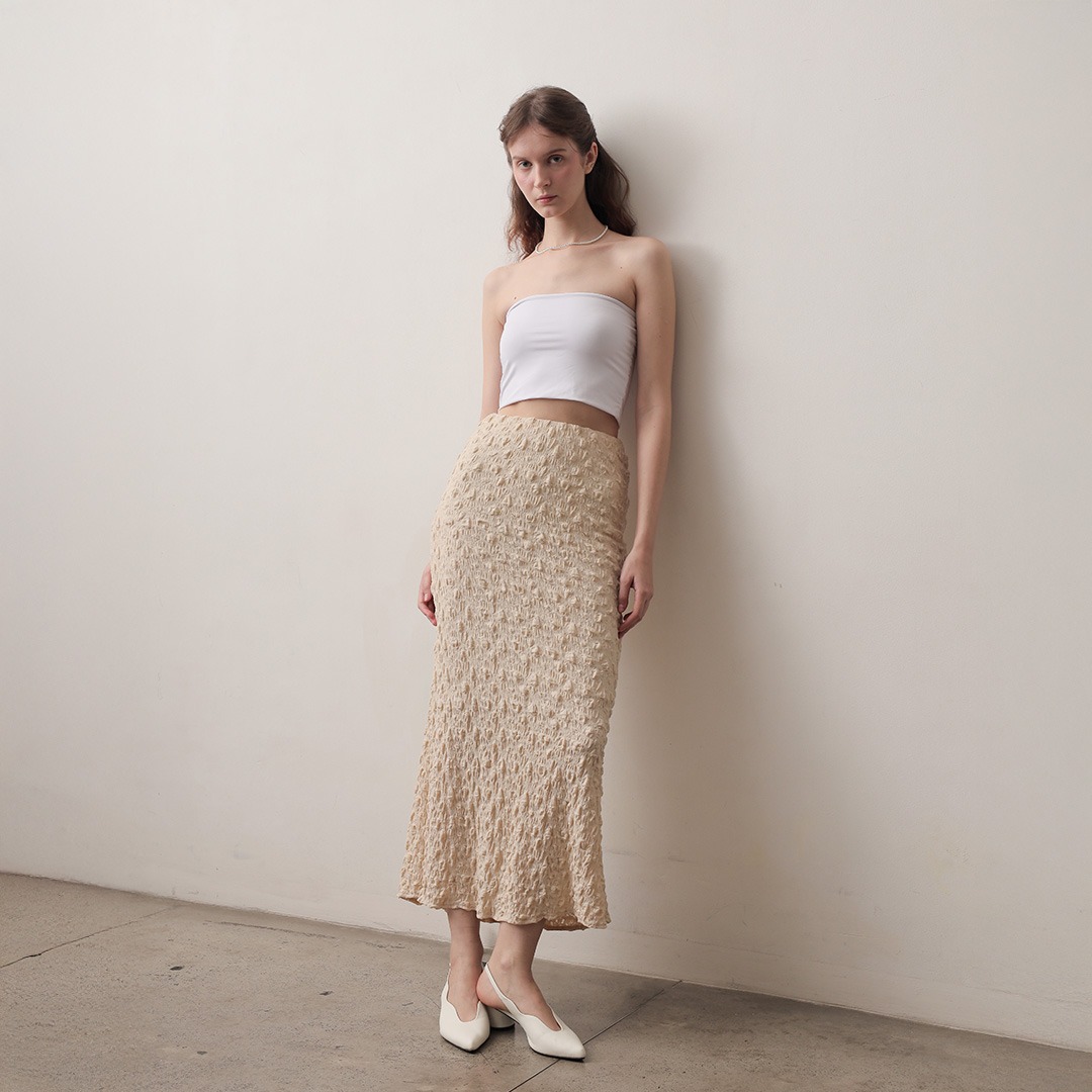 [Tutuloph] Mimpi Multiways | Skirt & Dress | Dress Rok Panjang Karet Knit Wanita Motif Tekstur | Rok Wanita Stretch Nyaman & Elegan untuk Daily & Hangout Look