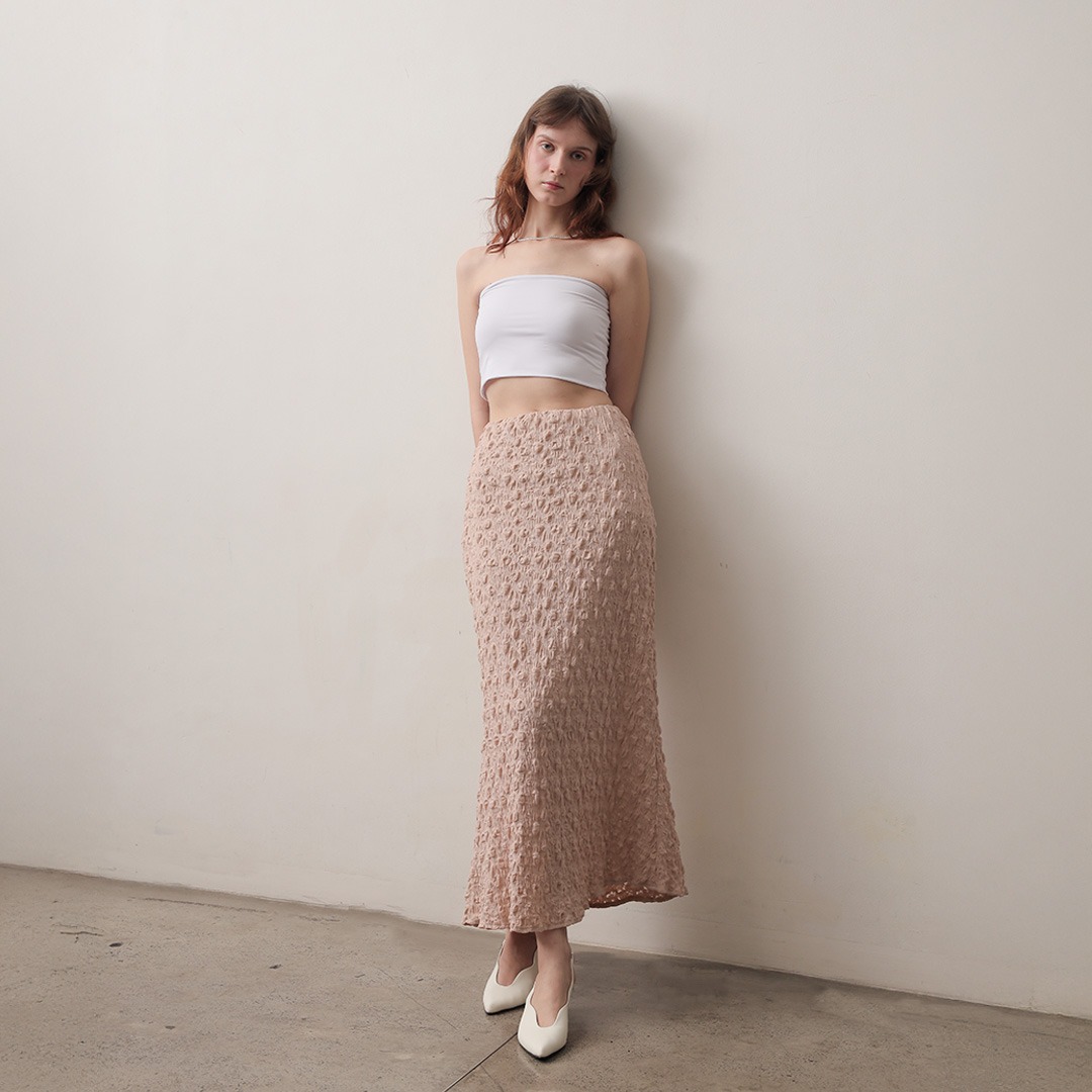 [Tutuloph] Mimpi Multiways | Skirt & Dress | Dress Rok Panjang Karet Knit Wanita Motif Tekstur | Rok Wanita Stretch Nyaman & Elegan untuk Daily & Hangout Look