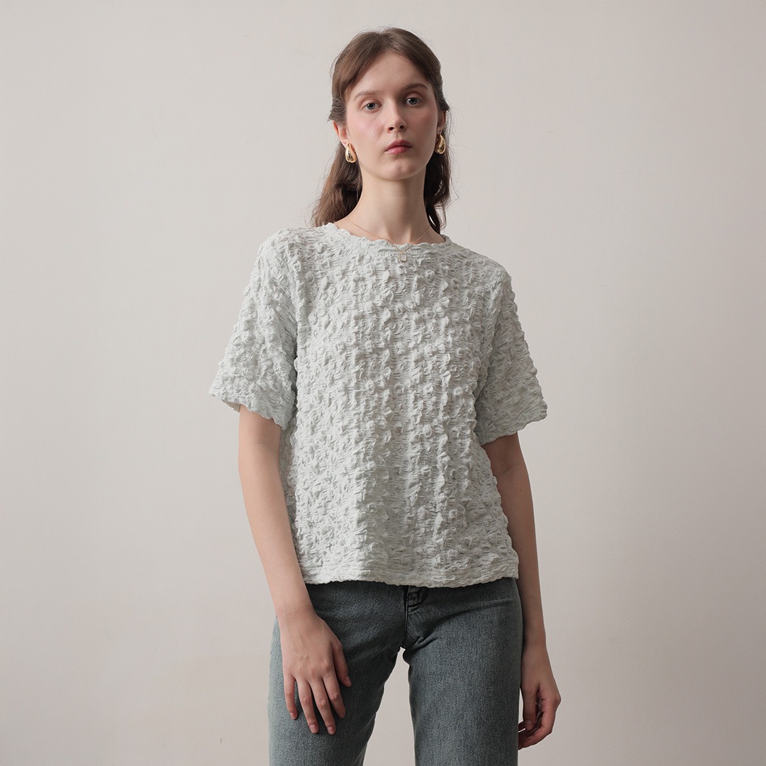 [Tutuloph] Ilya Blouse | Blouse Wanita Knit Motif Tekstur | Rok Wanita Stretch Nyaman & Elegan untuk Casual Daily & Hangout Look