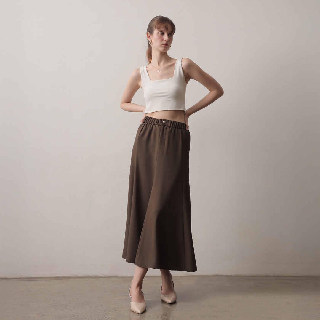 [Tutuloph] Clara Skirt | Midi Skirt | Rok Karet Wanita Rok Midi Skirt Wanita Rok Midi Wanita Elegan & Casual | High Waist Skirt – Casual Look & Office Friendly
