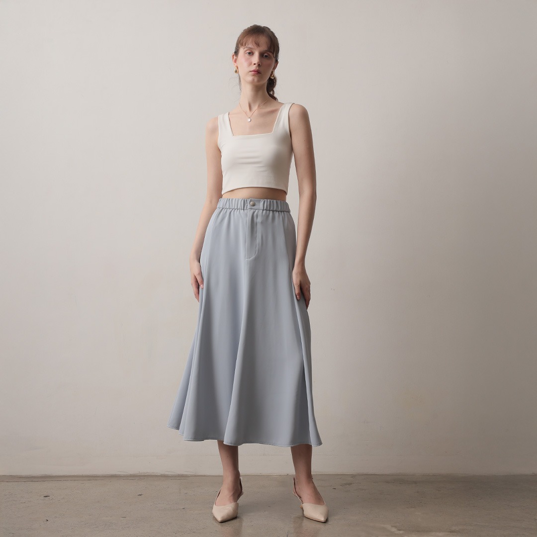 [Tutuloph] Clara Skirt | Midi Skirt | Rok Karet Wanita Rok Midi Skirt Wanita Rok Midi Wanita Elegan & Casual | High Waist Skirt – Casual Look & Office Friendly