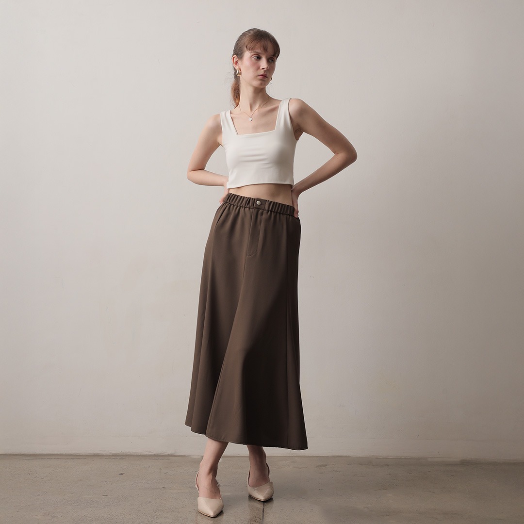 [Tutuloph] Clara Skirt | Midi Skirt | Rok Karet Wanita Rok Midi Skirt Wanita Rok Midi Wanita Elegan & Casual | High Waist Skirt – Casual Look & Office Friendly