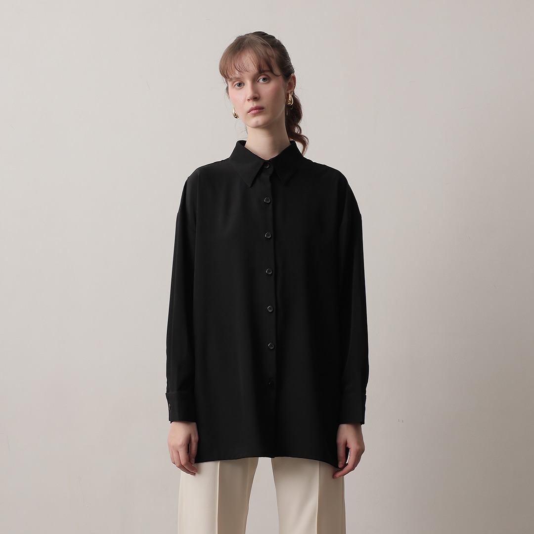 [Tutuloph] Lowell Oversized Shirt | Kemeja Oversized Wanita Lengan Panjang | Kemeja Casual Stylish Korean Look | Kemeja Cewek Jumbo Polos / Motif untuk Daily & Office Wear