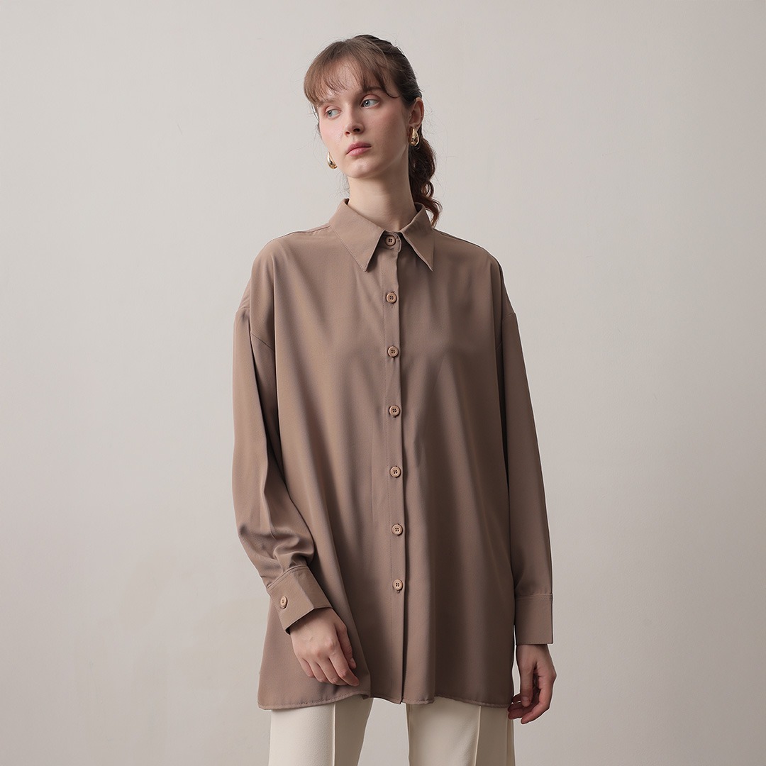 [Tutuloph] Lowell Oversized Shirt | Kemeja Oversized Wanita Lengan Panjang | Kemeja Casual Stylish Korean Look | Kemeja Cewek Jumbo Polos / Motif untuk Daily & Office Wear