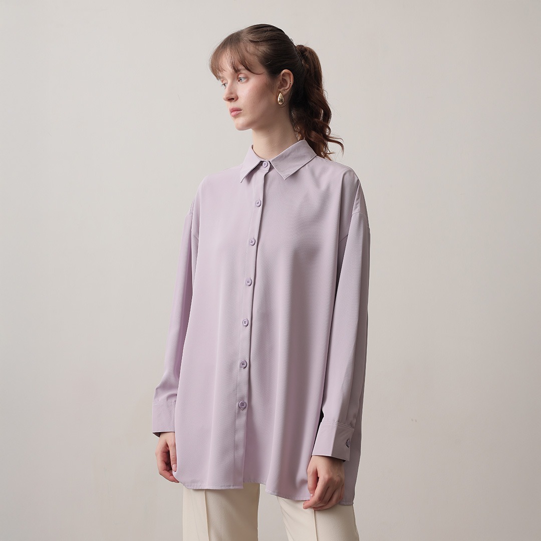 [Tutuloph] Lowell Oversized Shirt | Kemeja Oversized Wanita Lengan Panjang | Kemeja Casual Stylish Korean Look | Kemeja Cewek Jumbo Polos / Motif untuk Daily & Office Wear