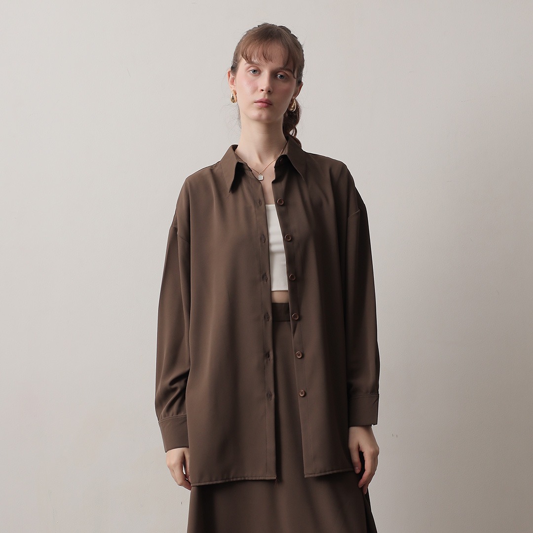 [Tutuloph] Lowell Oversized Shirt | Kemeja Oversized Wanita Lengan Panjang | Kemeja Casual Stylish Korean Look | Kemeja Cewek Jumbo Polos / Motif untuk Daily & Office Wear