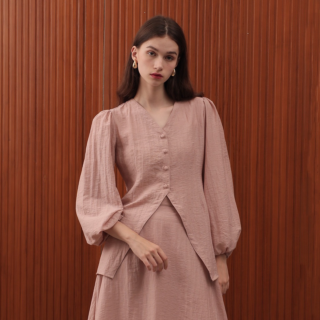 [Tutuloph] Tara Blouse | Blouse Wanita Atasan Kemeja Wanita Casual Fashion Kantor Blouse Kancing Lengan Panjang Hijab Friendly Top Bigsize