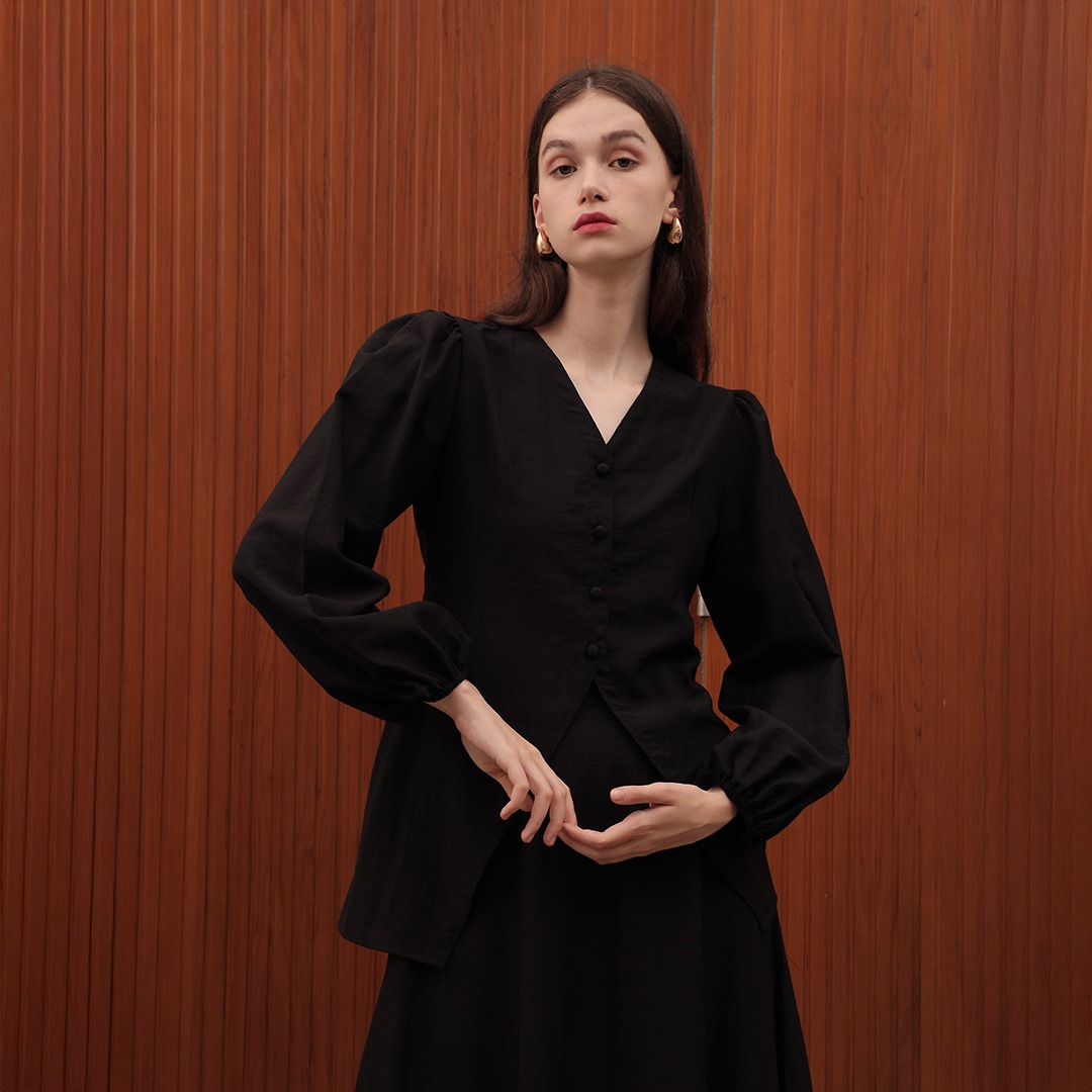 [Tutuloph] Tara Blouse | Blouse Wanita Atasan Kemeja Wanita Casual Fashion Kantor Blouse Kancing Lengan Panjang Hijab Friendly Top Bigsize