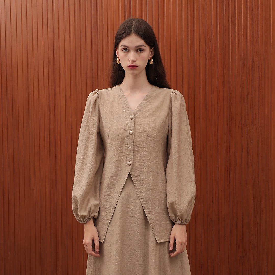[Tutuloph] Tara Blouse | Blouse Wanita Atasan Kemeja Wanita Casual Fashion Kantor Blouse Kancing Lengan Panjang Hijab Friendly Top Bigsize