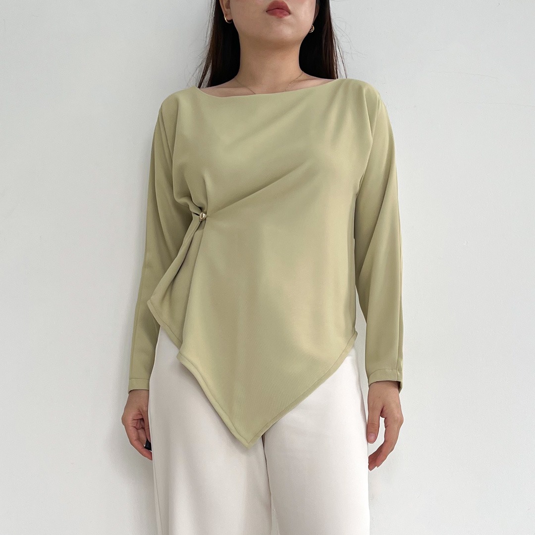[Tutuloph] Donna Blouse | Long Sleeve |  Atasan Kemeja Wanita Casual Fashion Kantor Blouse Kancing Lengan Panjang Hijab Friendly Top Bigsize