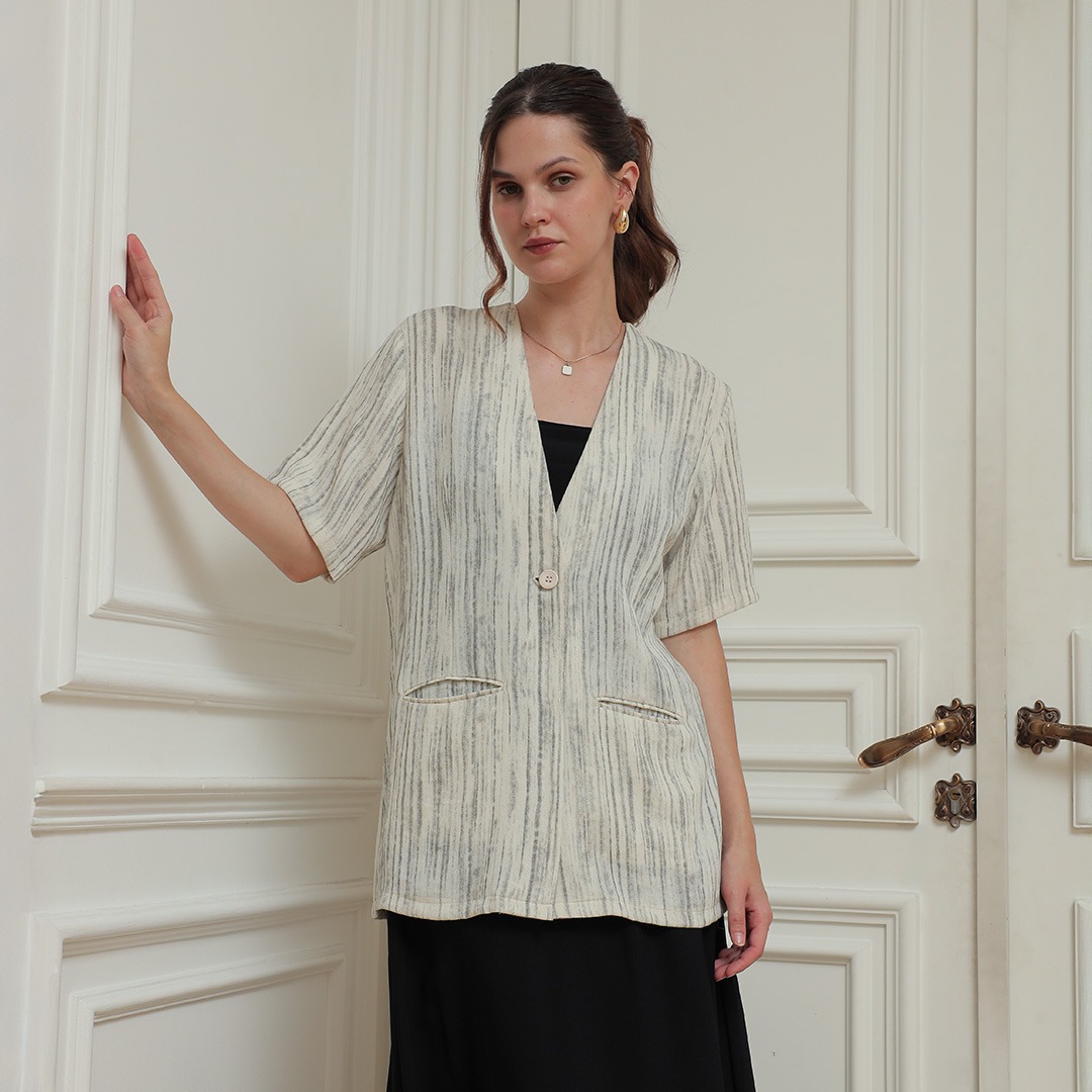 [Tutuloph] Willow Outer Motif | Daily Outerwear Wanita Lengan Panjang Casual | Outer Fit to Big Size – Ringan, Stylish & Nyaman untuk Daily Look Office Kantor