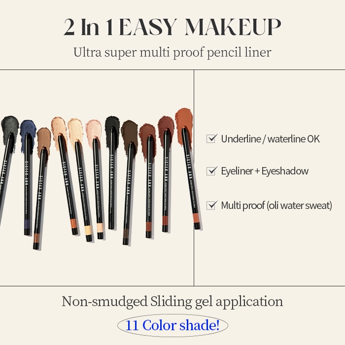 SISTER ANN_ [3ea Set]  Double Effect Waterproof Eyepencil *Best Warna Package*