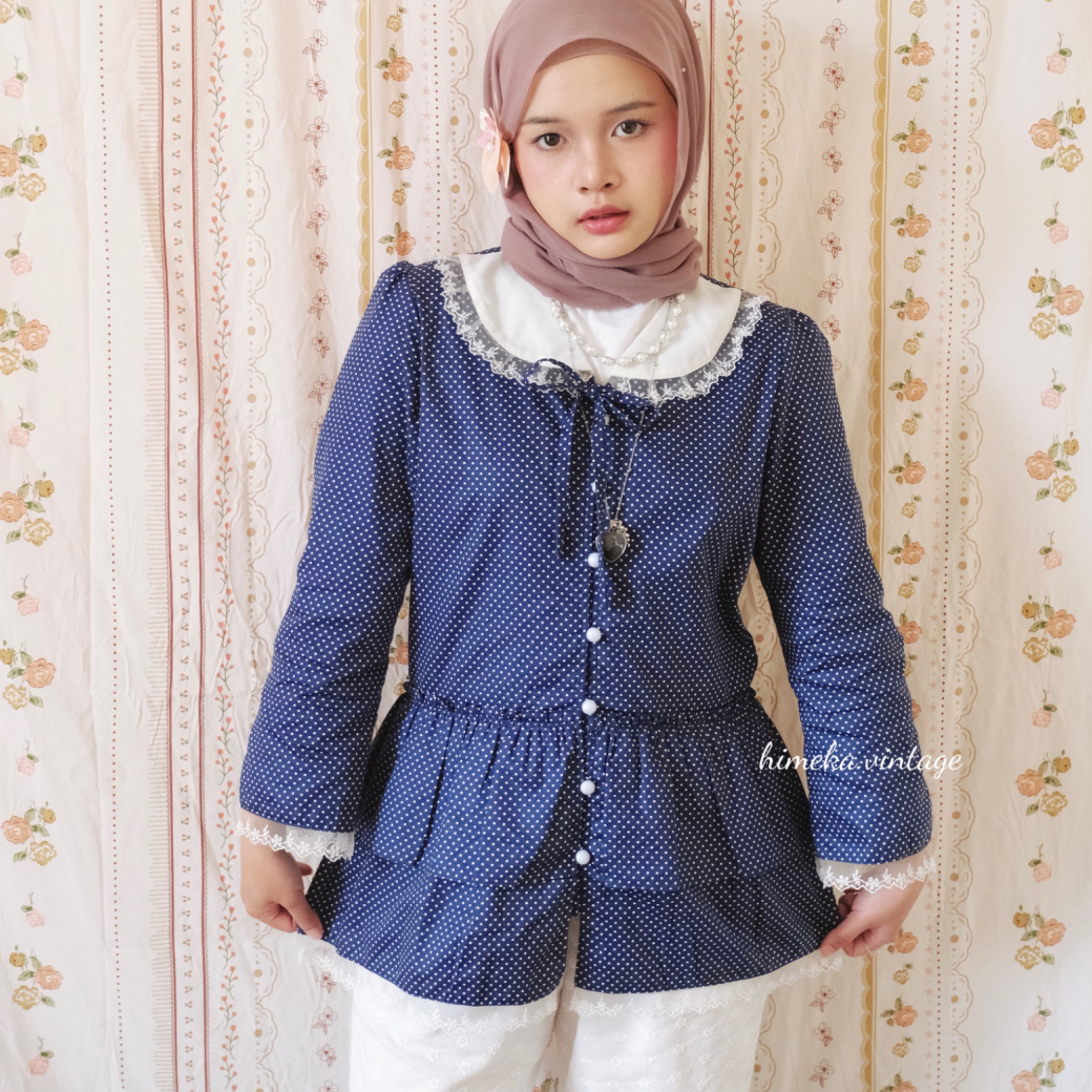 Rora Polkadot Cotton Blouse