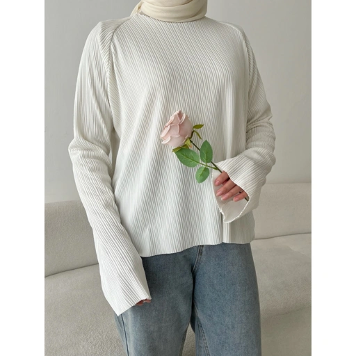 Image of Camille Top / overlong sleeve / pleats top / knit top / plisket top