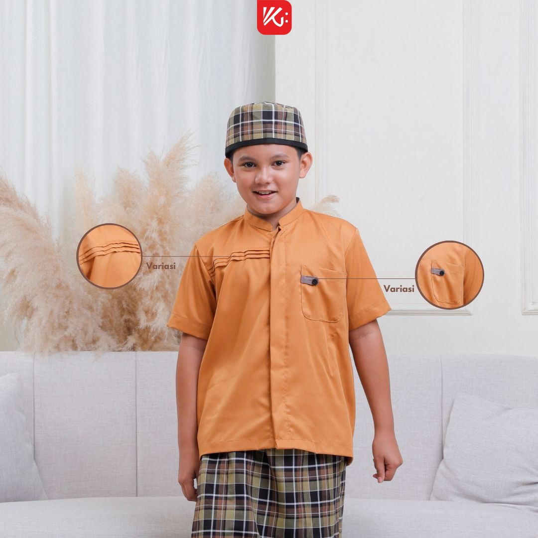 Baju Koko Anak KokoGibran / Baju Koko Warna Mustard / Baju Koko Adem / Baju Koko Lengan Pendek (BILAL)