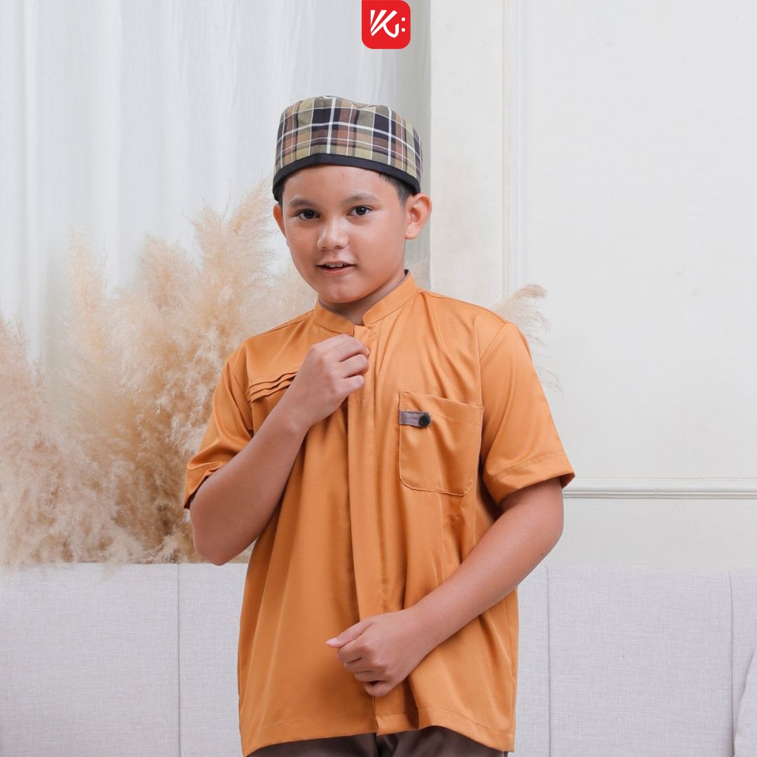Baju Koko Anak KokoGibran / Baju Koko Warna Mustard / Baju Koko Adem / Baju Koko Lengan Pendek (BILAL)