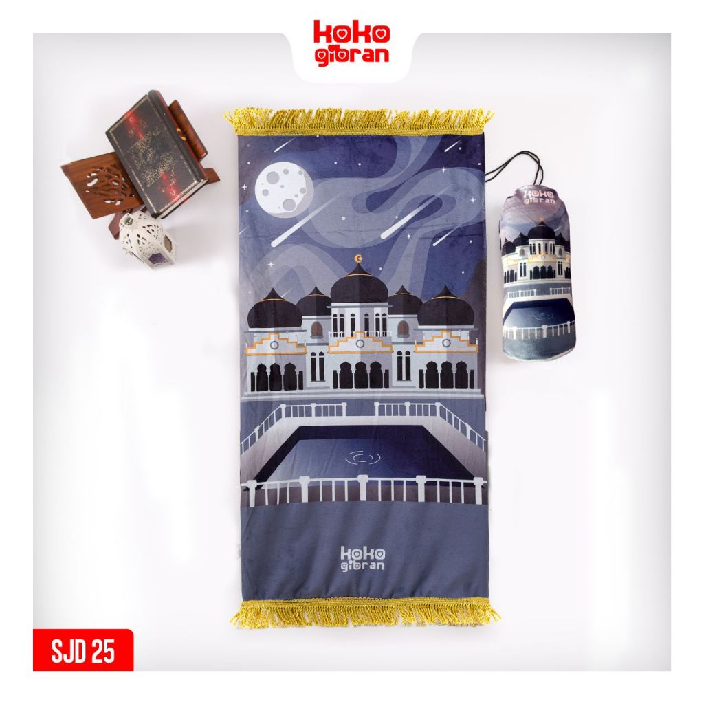 Sajadah Anak Eksklusif KokoGibran / Sajadah Anak Custom Nama / Sajadah Anak Tebal (Monokrom Series)