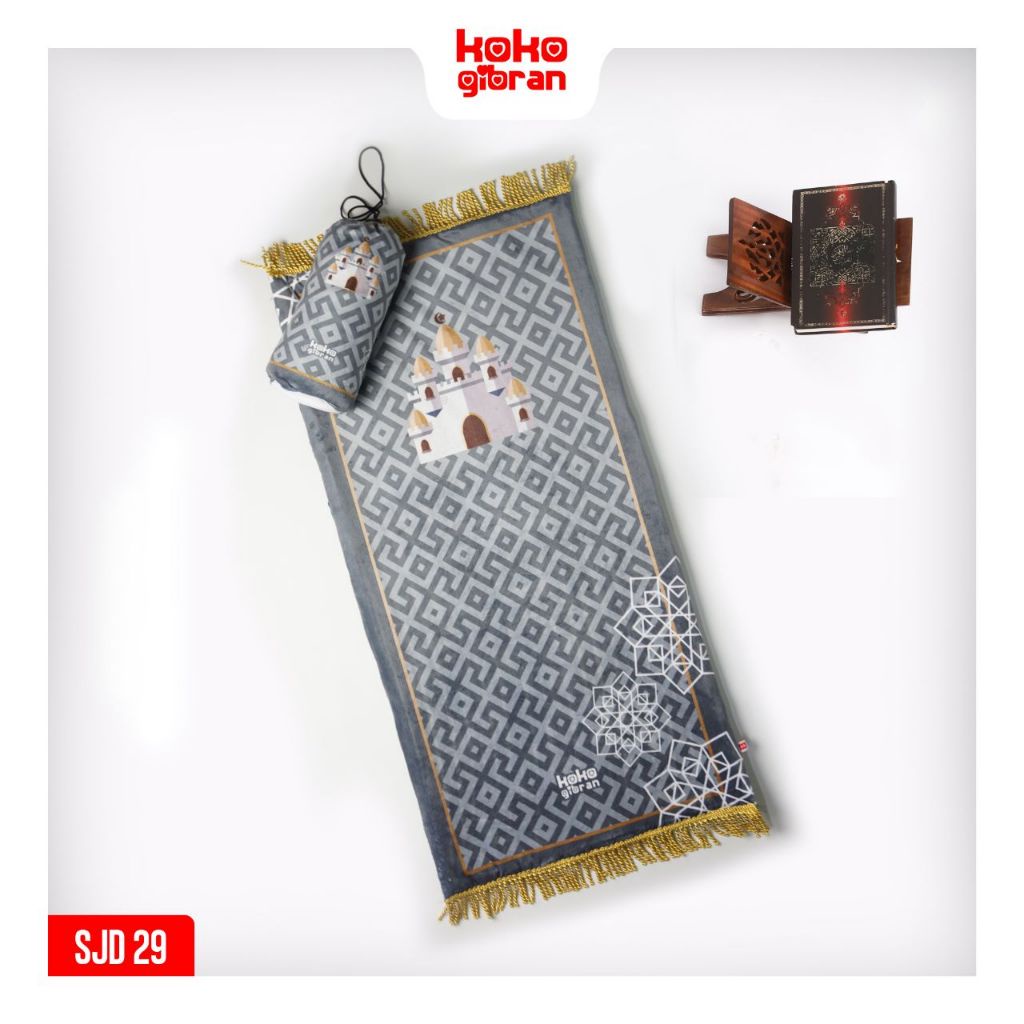 Sajadah Anak Eksklusif KokoGibran / Sajadah Anak Custom Nama / Sajadah Anak Tebal (Monokrom Series)