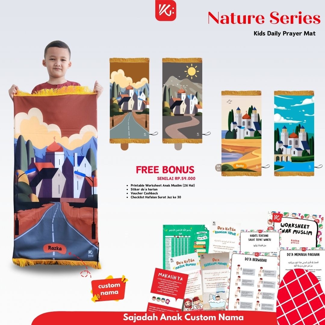 Sajadah Anak Custom Nama KokoGibran / Sajadah Nama / Sajadah Custom (Nature Series)