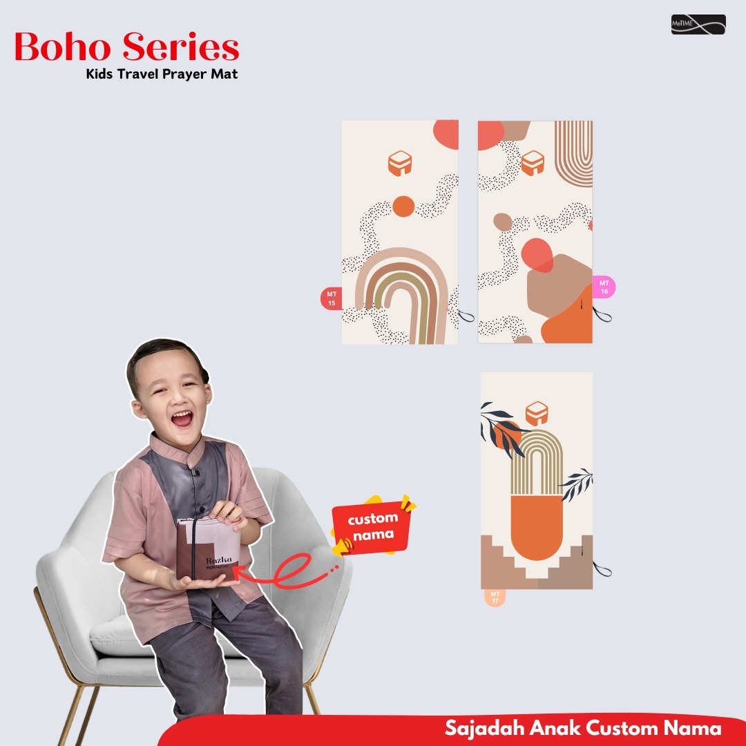Sajadah Travel Anak Custom Nama MeTime / Sajadah Travel / Sajadah Custom (Boho Series)