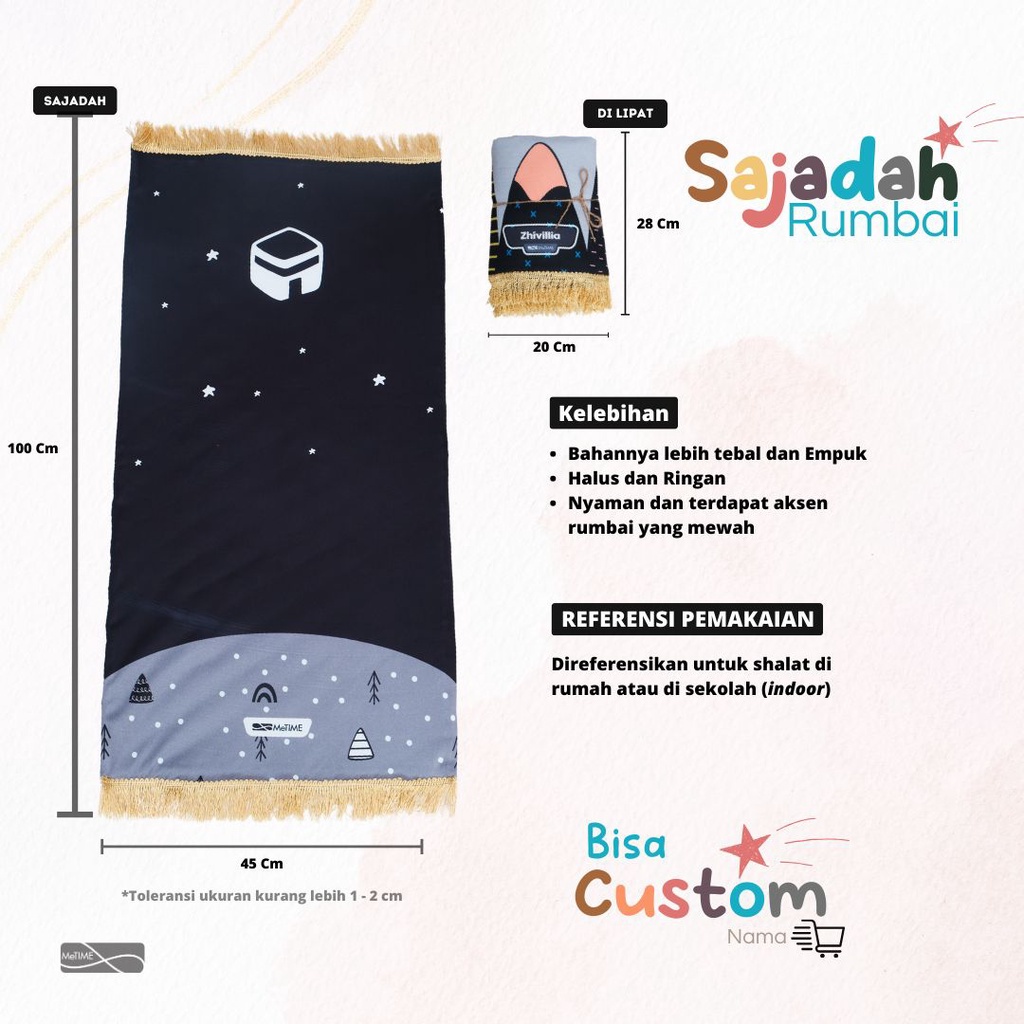 Sajadah Anak Rumbai MeTime / Sajadah Anak / Sajadah Tebal (Rainbow Series)