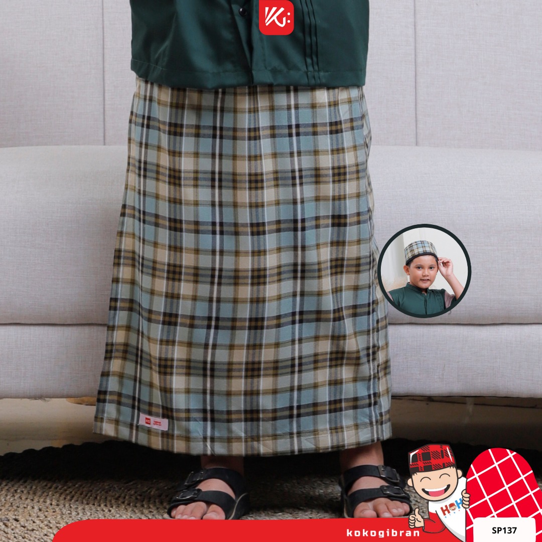 (AZMI) Set Koko Sarung Instan Peci AnaK Hijau