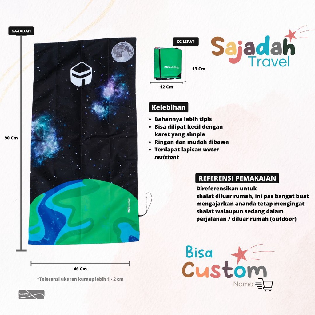 Sajadah Travel Anak Custom Nama MeTime / Sajadah Travel / Sajadah Custom (Scandinavian Series)