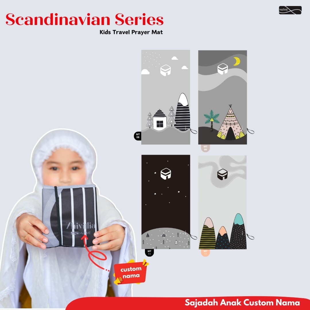 Sajadah Travel Anak Custom Nama MeTime / Sajadah Travel / Sajadah Custom (Scandinavian Series)