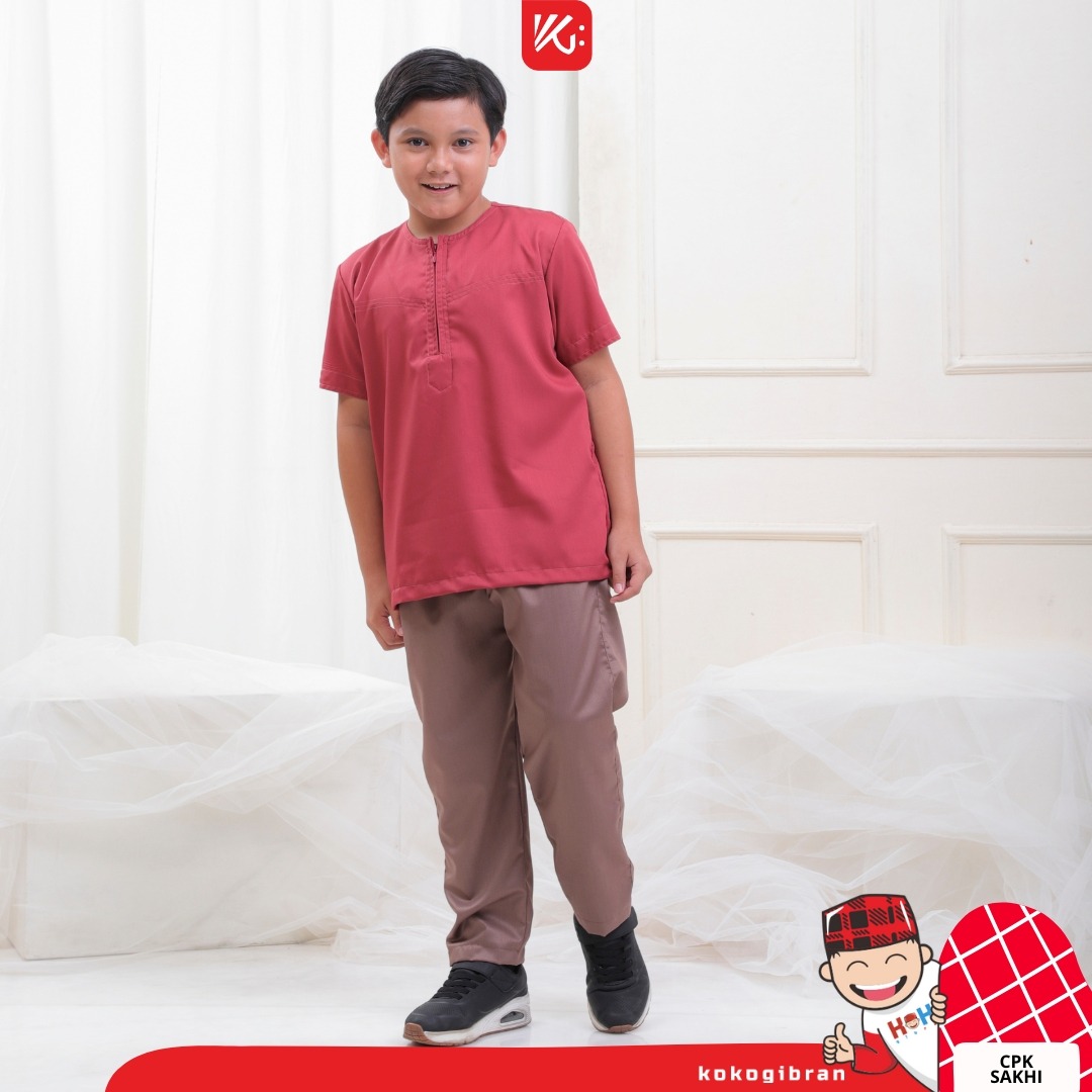 Set Koko Celana Anak Teracotta / Koko Tanpa Kerah / Koko Teracotta / Celana Koko / Set Celana Koko (SAKHI)