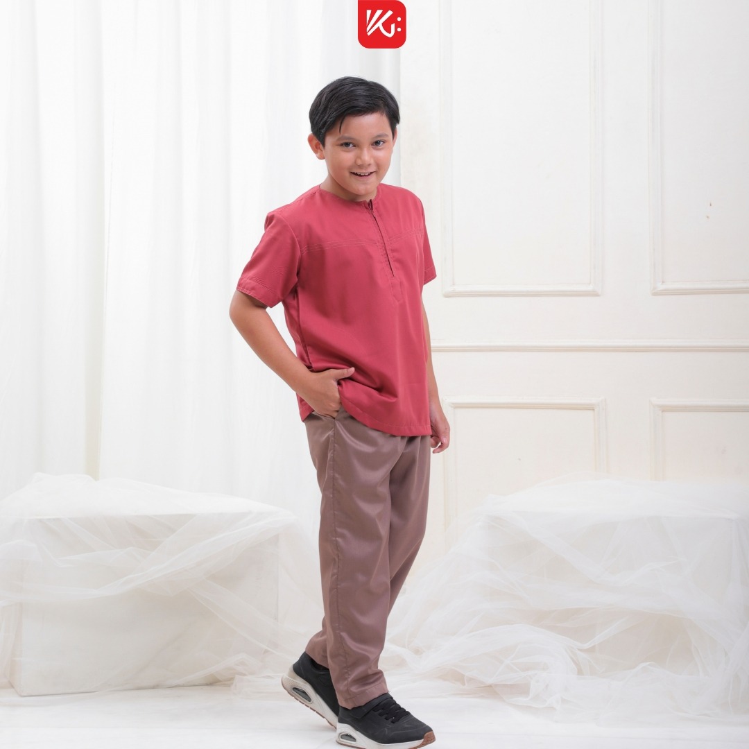 Set Koko Celana Anak Teracotta / Koko Tanpa Kerah / Koko Teracotta / Celana Koko / Set Celana Koko (SAKHI)