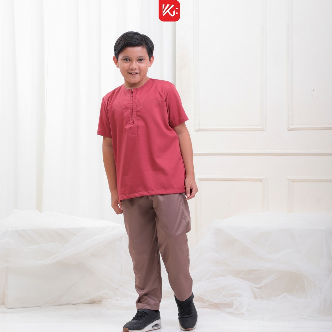 Set Koko Celana Anak Teracotta / Koko Tanpa Kerah / Koko Teracotta / Celana Koko / Set Celana Koko (SAKHI)