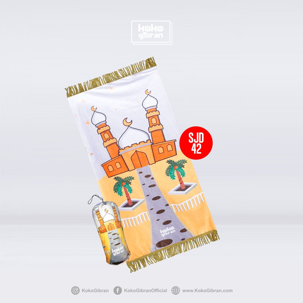 Sajadah Anak Eksklusif KokoGibran / Sajadah Anak Custom Nama / Sajadah Anak Tebal (Orange Series)