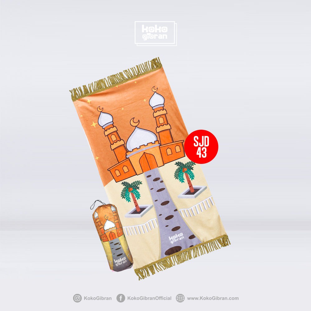 Sajadah Anak Eksklusif KokoGibran / Sajadah Anak Custom Nama / Sajadah Anak Tebal (Orange Series)