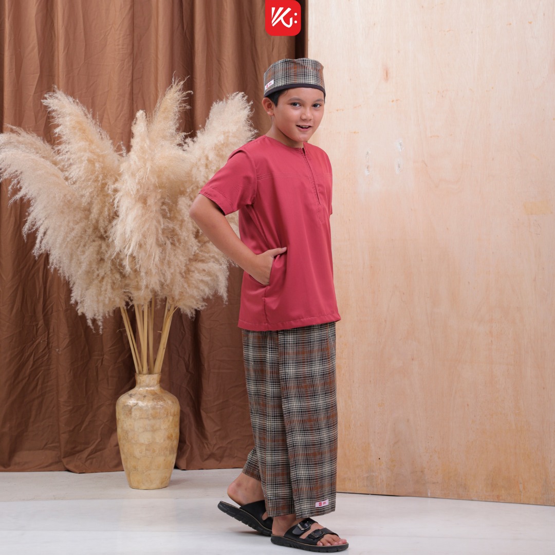 Set SPK Anak KokoGibran / Set Koko Sarung Instan Peci Anak / Sarkoci / Sarcelko / Baju muslim anak (Saddam)