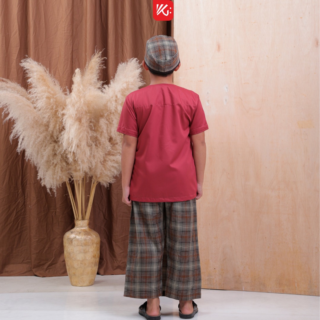 Set SPK Anak KokoGibran / Set Koko Sarung Instan Peci Anak / Sarkoci / Sarcelko / Baju muslim anak (Saddam)