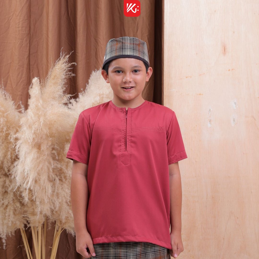 Set SPK Anak KokoGibran / Set Koko Sarung Instan Peci Anak / Sarkoci / Sarcelko / Baju muslim anak (Saddam)