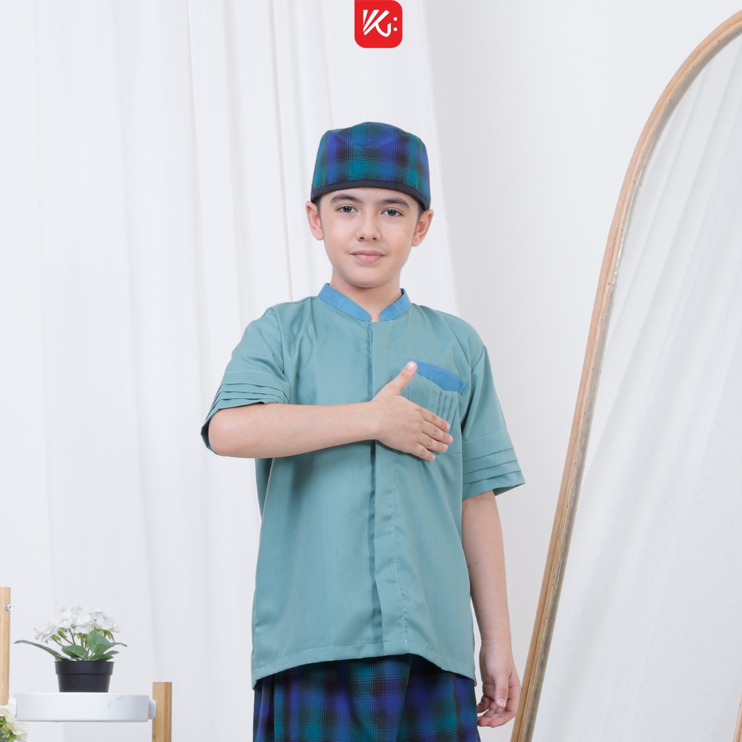 Baju Koko Anak KokoGibran /Baju Koko Anak Warna Hijau /Baju Koko Anak / Baju Koko Anak Adem (ALQO)