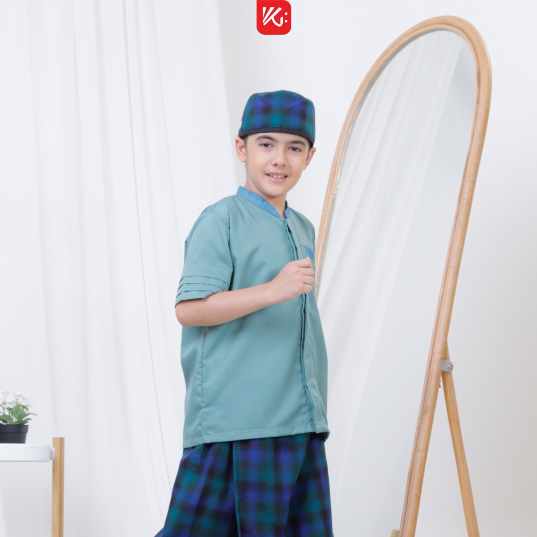 Baju Koko Anak KokoGibran /Baju Koko Anak Warna Hijau /Baju Koko Anak / Baju Koko Anak Adem (ALQO)