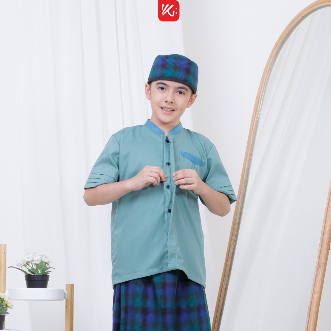 Baju Koko Anak KokoGibran /Baju Koko Anak Warna Hijau /Baju Koko Anak / Baju Koko Anak Adem (ALQO)