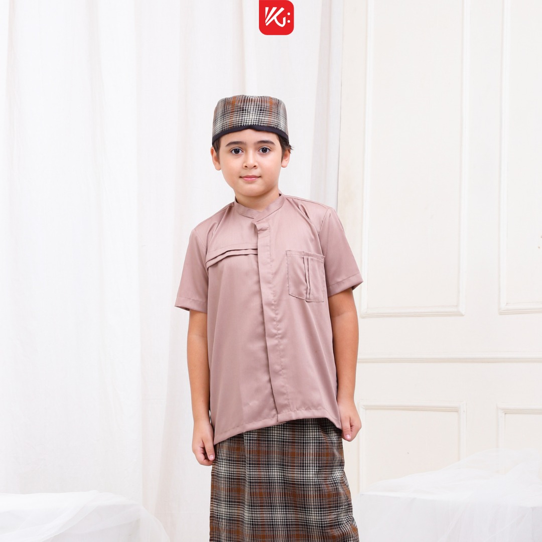 Baju Koko Anak KokoGibran / Baju Koko Anak Warna Pink Pastel / Koko Tangan Pendek (UQILA)