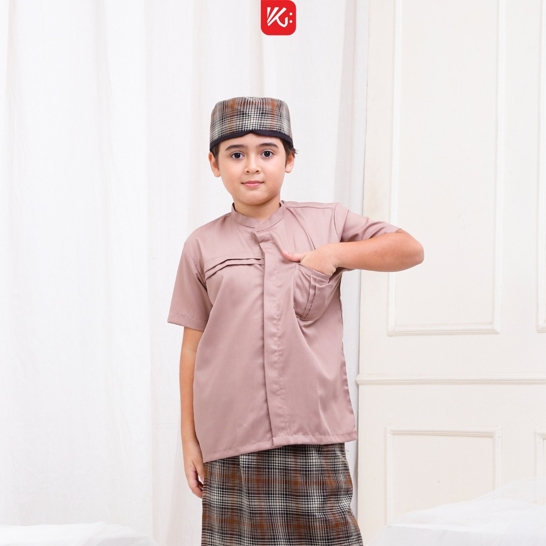 Baju Koko Anak KokoGibran / Baju Koko Anak Warna Pink Pastel / Koko Tangan Pendek (UQILA)