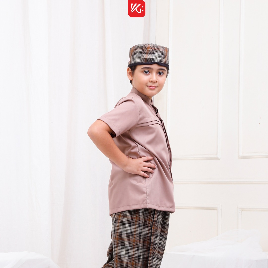 Baju Koko Anak KokoGibran / Baju Koko Anak Warna Pink Pastel / Koko Tangan Pendek (UQILA)