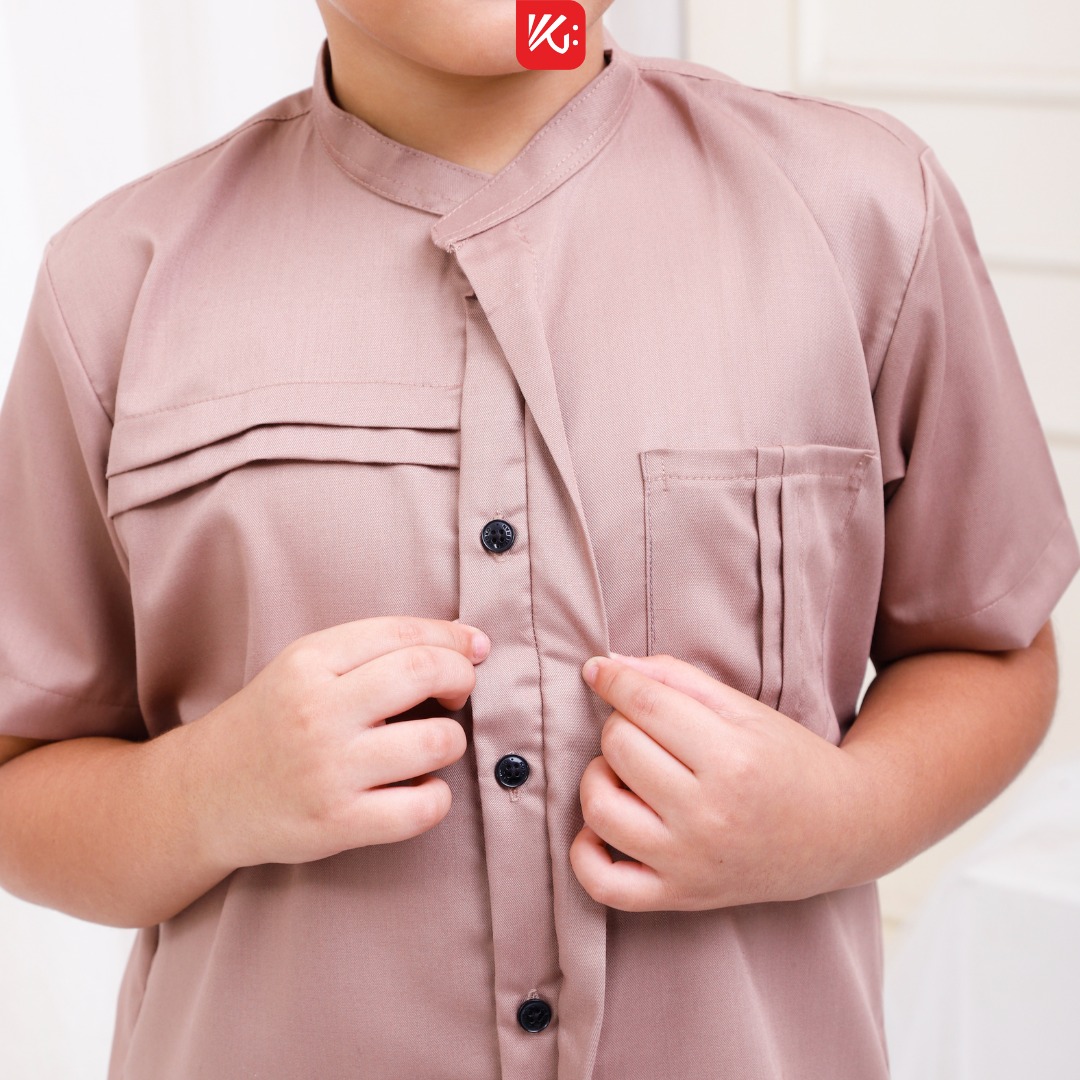 Baju Koko Anak KokoGibran / Baju Koko Anak Warna Pink Pastel / Koko Tangan Pendek (UQILA)