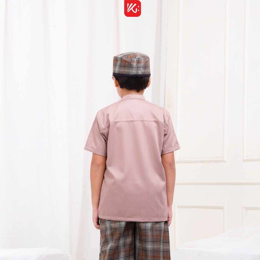 Baju Koko Anak KokoGibran / Baju Koko Anak Warna Pink Pastel / Koko Tangan Pendek (UQILA)