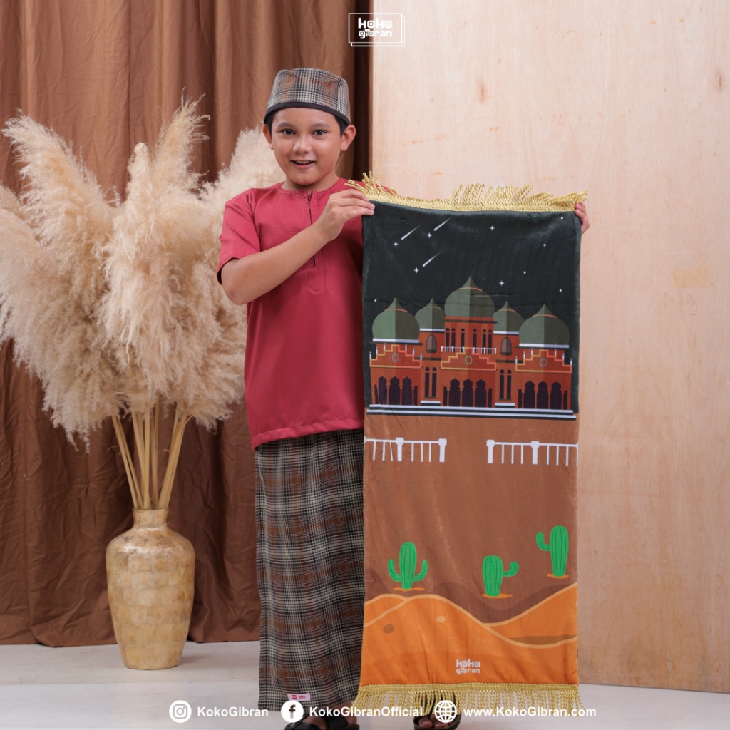Sajadah Anak Eksklusif KokoGibran / Sajadah Anak Tebal / Sajadah Premium (Orange Series)