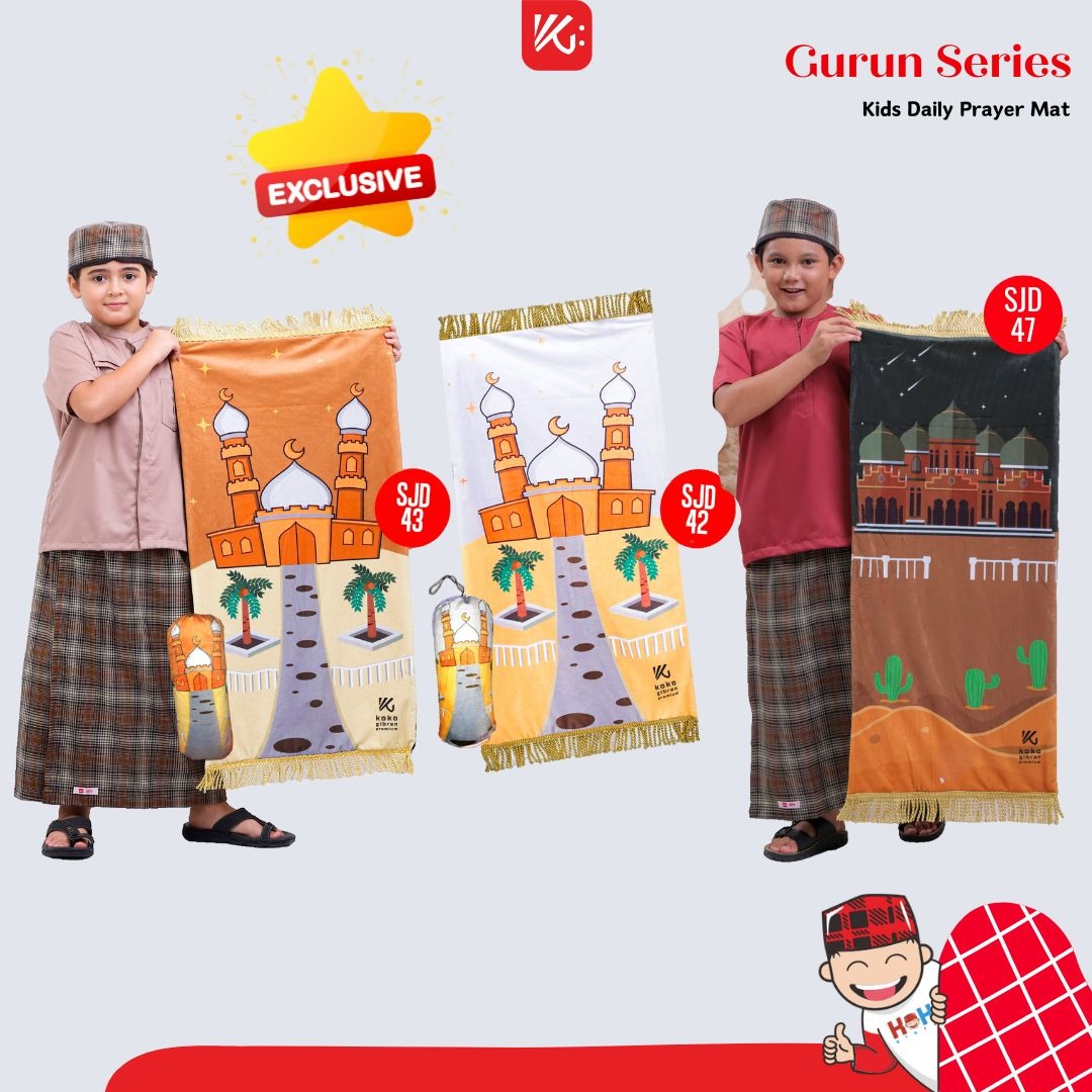Sajadah Anak Eksklusif KokoGibran / Sajadah Anak Tebal / Sajadah Premium (Orange Series)