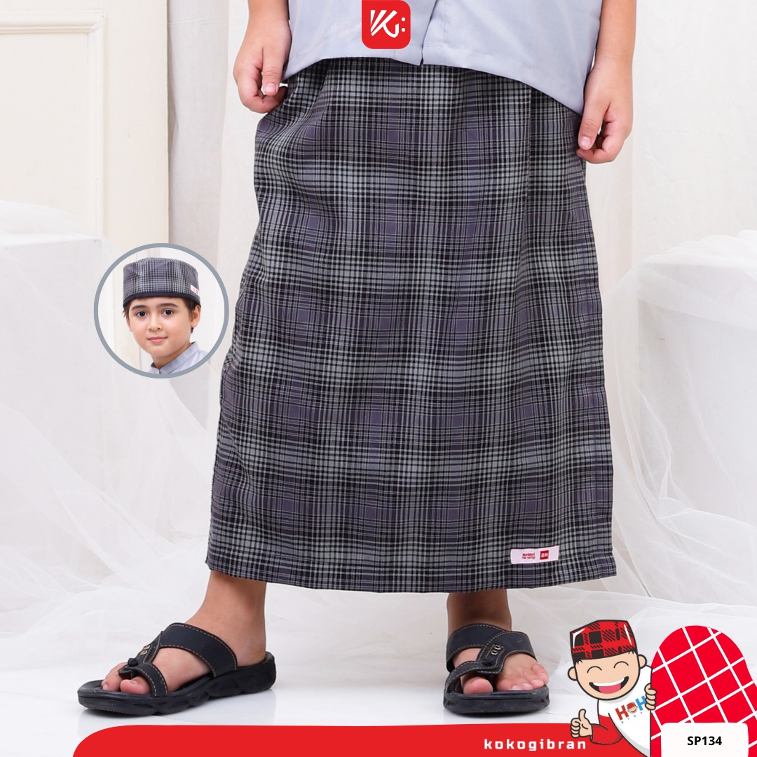 Sarung Instan KokoGibran / Sarung Instan KokoGibran / Sarung Instan Celana/ Sarung Abu Hitam / Sarung Balita (SP134)