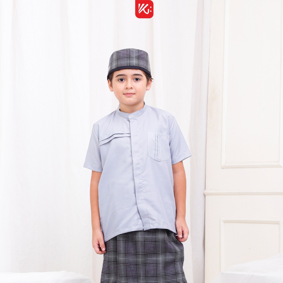 Baju Koko Anak KokoGibran / Baju Koko Anak Warna Abu / Baju Koko Adem / Baju Koko Premium (UQAIL)