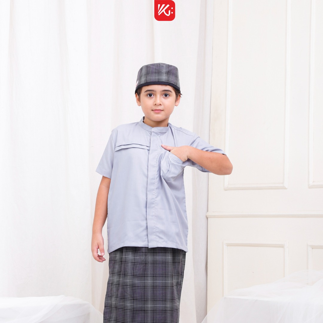 Baju Koko Anak KokoGibran / Baju Koko Anak Warna Abu / Baju Koko Adem / Baju Koko Premium (UQAIL)