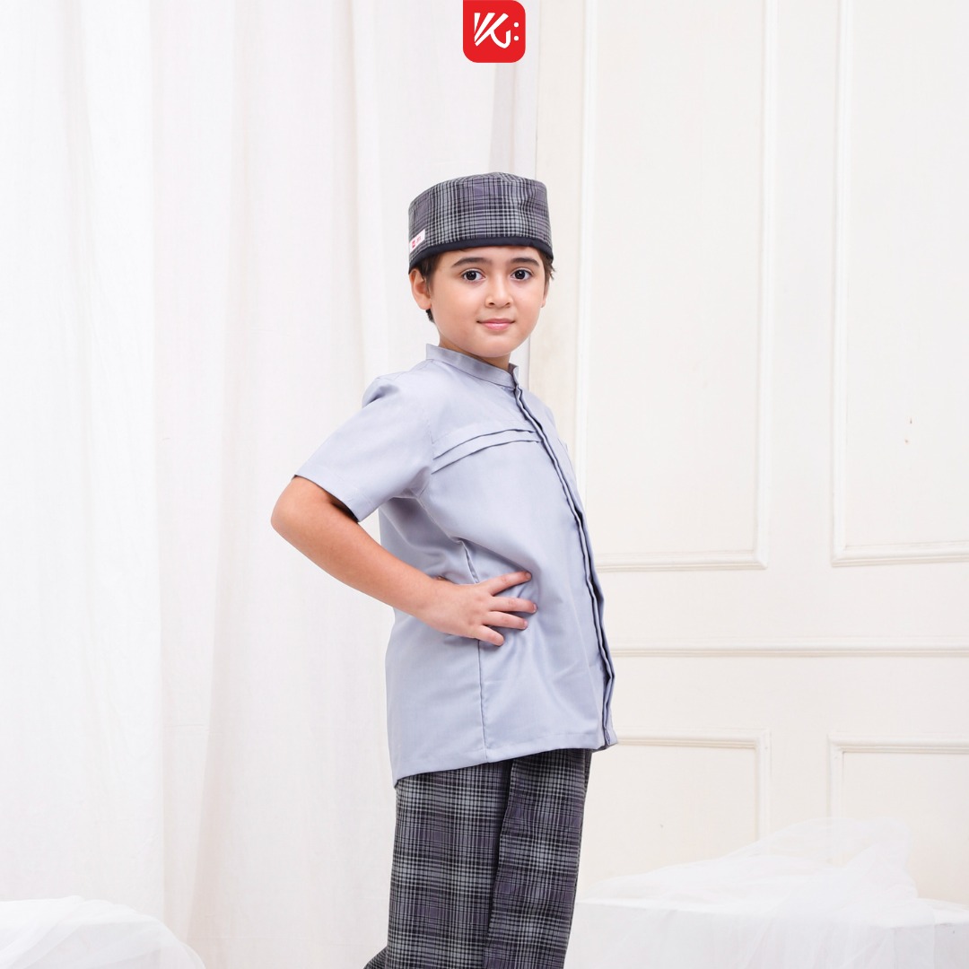 Baju Koko Anak KokoGibran / Baju Koko Anak Warna Abu / Baju Koko Adem / Baju Koko Premium (UQAIL)